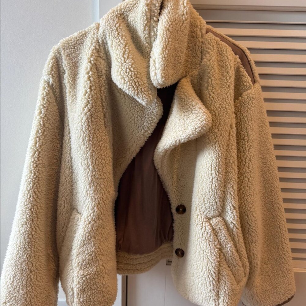 Free People Joplin Cozy Coat in Cream/Beige. Size Small.
